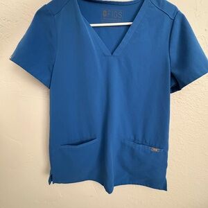 Figs Royal Blue V-Neck Scrub Top